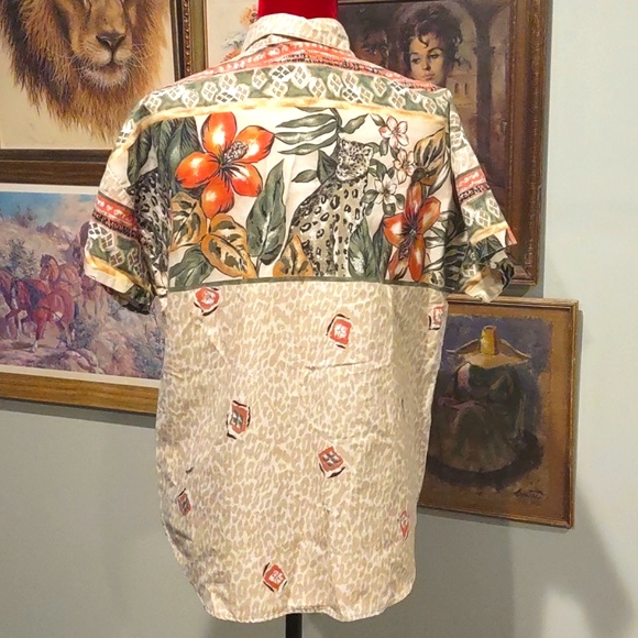 Leopard Tropical Button Down Shirt - Picture 5 of 12